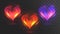 Vector glowing hearts