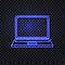 Vector Glowing Neon Laptop Icon, Isolated on Dark Transparent Background Illustration.