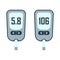 Vector glucometer electronic device for self-determination of blood glucose levels