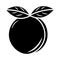 Vector glyph apricot icon. Isolated fruit silhouette in cartoon style. Black fruit pictogram on the white background