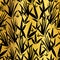 Vector Gold and Black Asian Bamboo Leaves Seamless Pattern Background. Great for tropical vacation fabric, cards