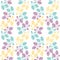Vector gold, blue, purple outline leaves seamless pattern background. Clusters of line art foliage on fresh white