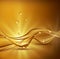 Vector gold brown abstract background with waves and bubbles