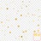 Vector gold confetti. Gold stars on transparent background