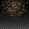 Vector gold glitter particles background effect for luxury greeting rich card. Sparkling texture.