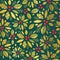 Vector gold and green holly berry holiday seamless pattern background. Great for winter themed packaging, giftwrap