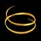 Vector gold light trail circle. Yellow neon glowing fire ring trace. Glitter magic sparkle swirl effect on transparen