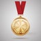 Vector gold medal on red ribbon