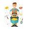 Vector Gold miner. Flat style colorful Cartoon illustration.