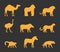 Vector gold set of silhouettes african animals.