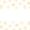 Vector gold snowflakes border. Golden Snowflakes horizontal bord