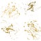 Vector gold splatter paint abstract on white background set hand