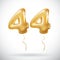 Vector Golden 44 number Forty-four metallic balloon. Party decoration golden balloons. Anniversary sign for happy holiday, celebra