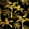 Vector Golden Black Palm Trees Summer Seamless Pattern Background. Great for tropical vacation fabric, cards, wedding