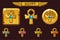 Vector Golden Cross Ankh with colored precious gems. Egyptian Icons