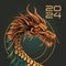 vector golden dragon. Set of symbols of Chinese New Year - dragon. Banner 2024 gold