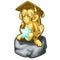 Vector golden figurine of wise monkey with a star