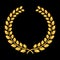 Vector golden glitter Laurel Wreath. Award for winners. Honoring champions illustration. Sign for 1st place. Trophy for