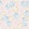 Vector golden hibiscus roses lace flower, blue and pink roses lace flower seamless repeat pattern with hand-drawn line art.