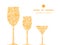 Vector golden lace roses three wine glasses