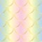 Vector golden mermaid tail texture. Fish scales seamless pattern on rainbow gradient background. Luxury background