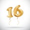 Vector Golden number 16 sixteen metallic balloon. Party decoration golden balloons. Anniversary sign for happy holiday, celebratio