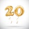 Vector Golden number 20 twenty metallic balloon. Party decoration golden balloons. Anniversary sign for happy holiday, celebration