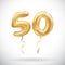 Vector Golden number 50 fifty metallic balloon. Party decoration golden balloons. Anniversary sign for happy holiday, celebration,
