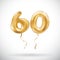 Vector Golden number 60 sixty metallic balloon. Party decoration golden balloons. Anniversary sign for happy holiday, celebration,