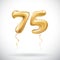 Vector Golden number 75 seventy five metallic balloon. Party decoration golden balloons. Anniversary sign for happy holiday, celeb