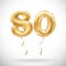 Vector Golden number 80 eighty balloon. Party decoration golden balloons. Anniversary sign for happy holiday, celebration, birthda