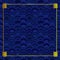 Vector Golden Oriental Frame on Dark Blue Pattern, Blank Colorful Template.