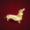 Vector golden origami dog. dachshund