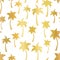 Vector golden palm trees summer seamless pattern background. Gold foil palm trees. Elegant luxurious backdrop. Great for tropical