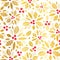 Vector golden red holly berry holiday seamless pattern background. Great for winter themed packaging, giftwrap, gifts