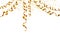 Vector golden serpentine diagonal ribbons hanging from the top with dust background