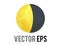 Vector golden yellow half moon icon, represent nighttime, outer space and astronomy