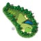 Vector golf course hole aerial isometric view