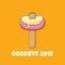 Vector goodbye 2018 year concept illustration with melt ice cream isolated on orange. End of the year background or