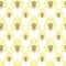 Vector gothic pastel yellow sugar skull with damask seamless pattern background on white surface