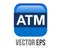 Vector gradient blue ATM button square icon, represent Automated Teller Machine