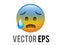 Vector gradient blue yellow scary, terrible character face with blue sweat icon