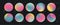Vector gradient circles banner template. Trendy modern pastel color bold scribbles collage art. Round holographic aura gradients.