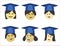 Vector of graduated students wearing graduation caps. A group of students (boys and girls) with graduations hats