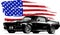 Vector graphic design illustration of an American muscle car