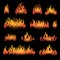 Vector graphic flames illustration isolated on black