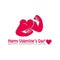 Vector graphic flat icon bodybuilder muscular arms and red heart. The concept of a healthy lifestyle and strength. Happy Valentine