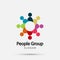 Vector graphic group connection logo.Eight people in the circle.logo team work