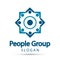 Vector graphic group connection logo.Eight people in the circle.logo team work