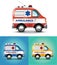 Vector graphic illustration ambulance car blue orange yellow